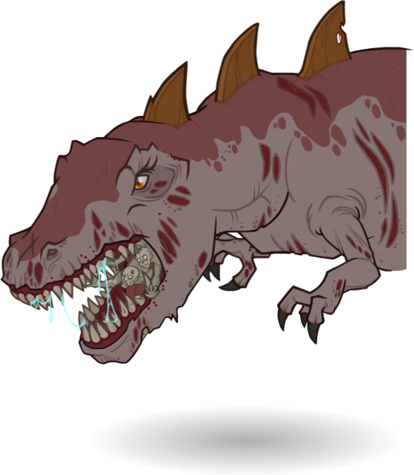 Tyrannosaurus Rex Zombie Illustration PNG Image