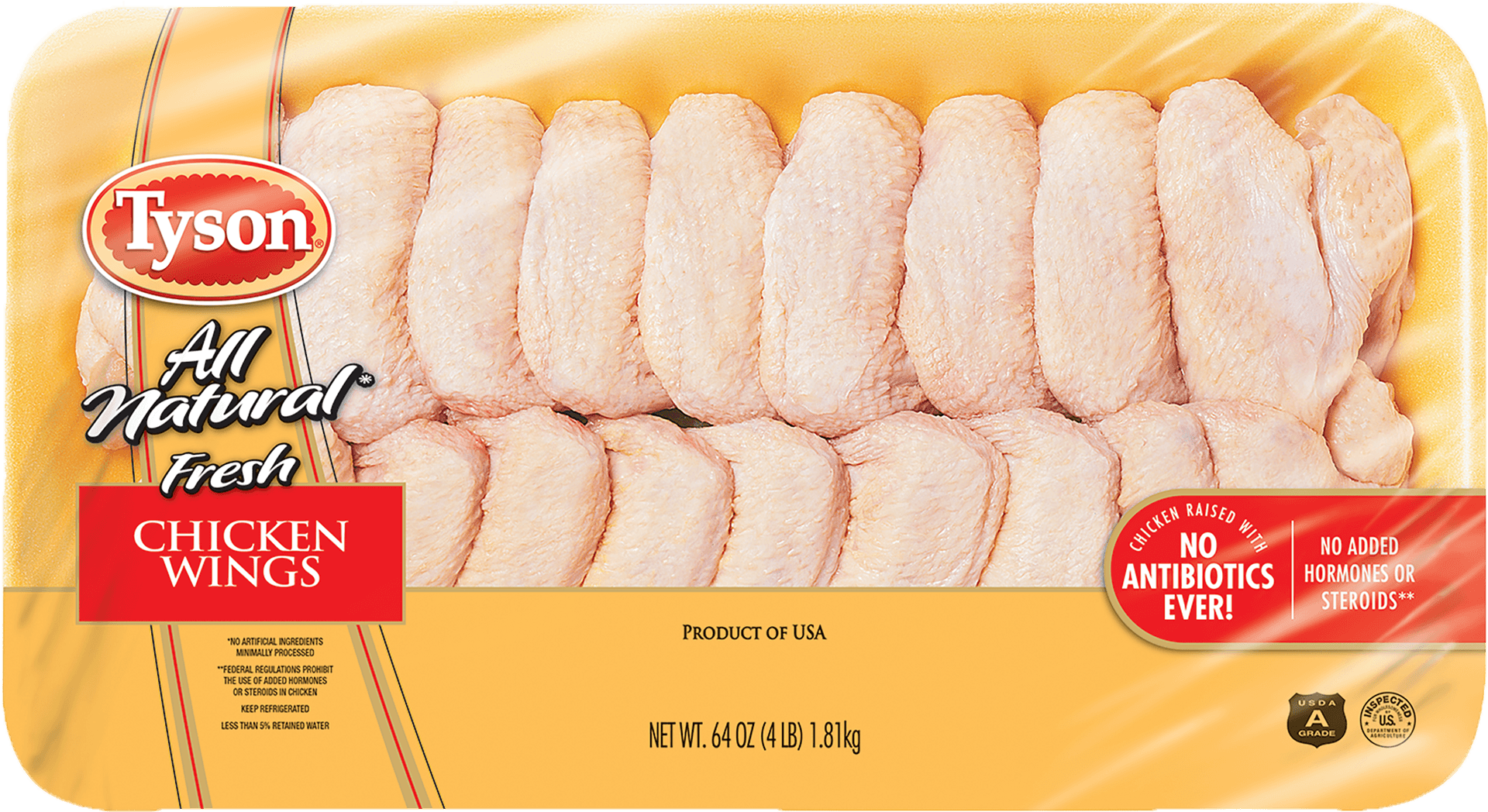 Tyson All Natural Fresh Chicken Wings Packaging PNG Image