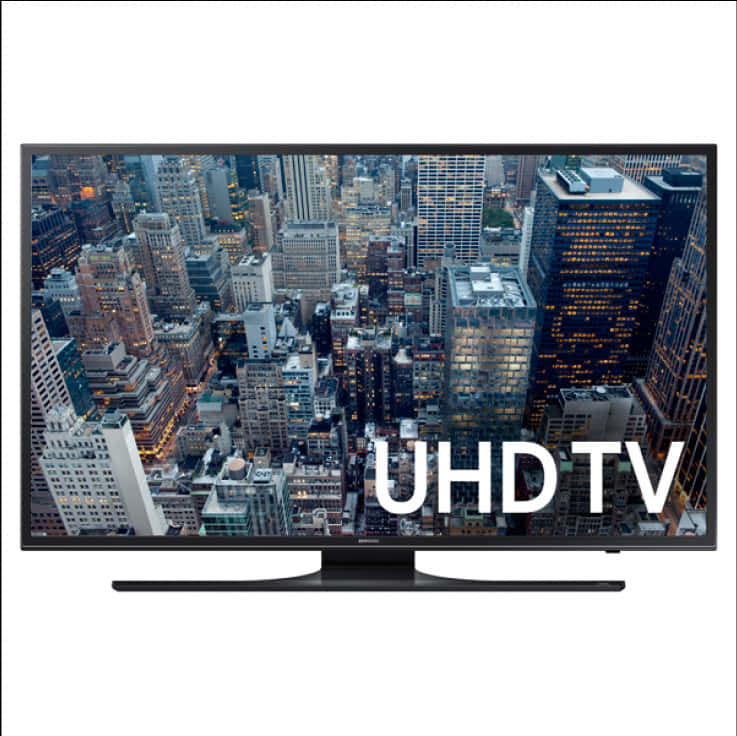 U H D T V Cityscape Display PNG Image