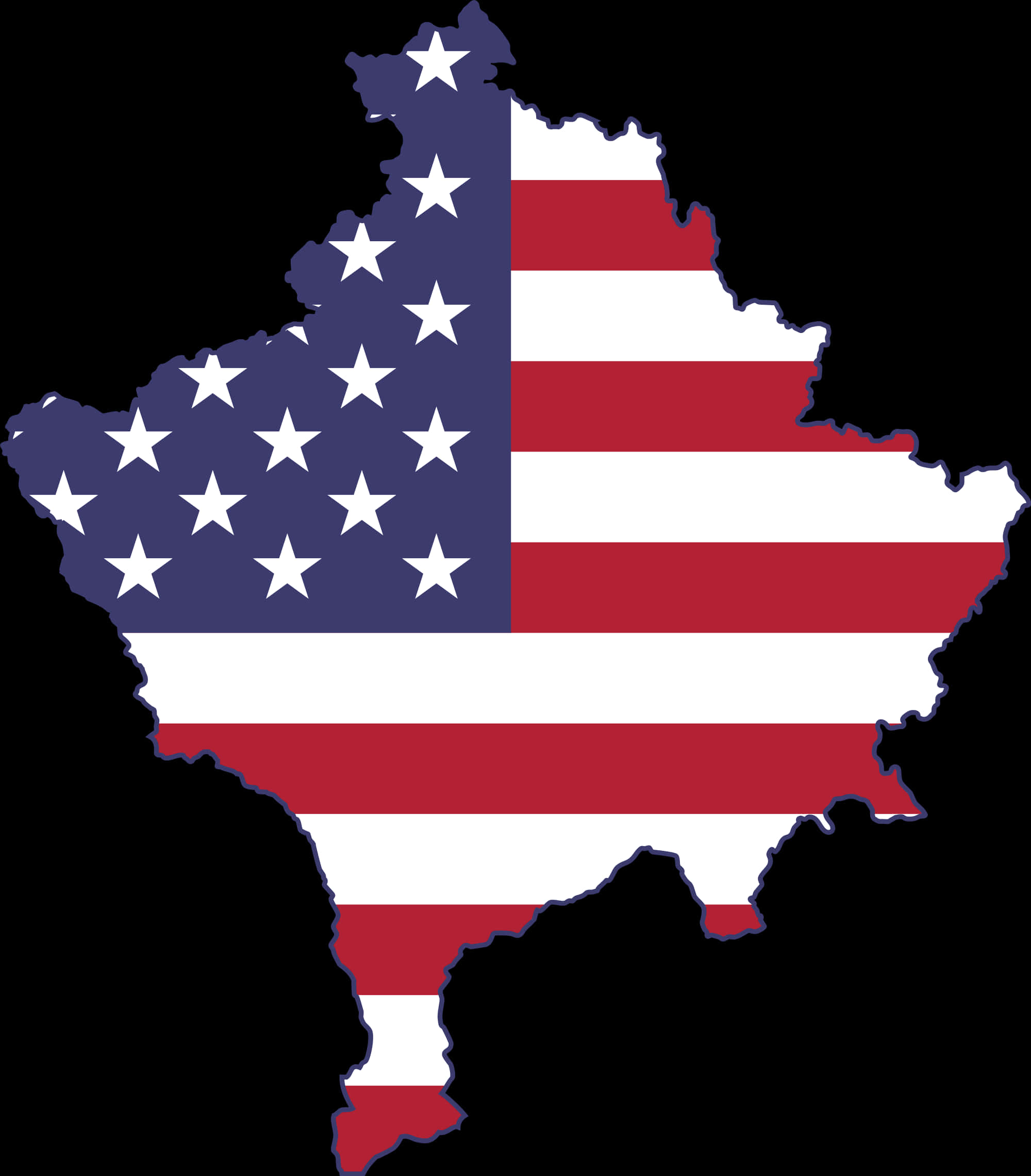 U S A Flag Map Outline PNG Image