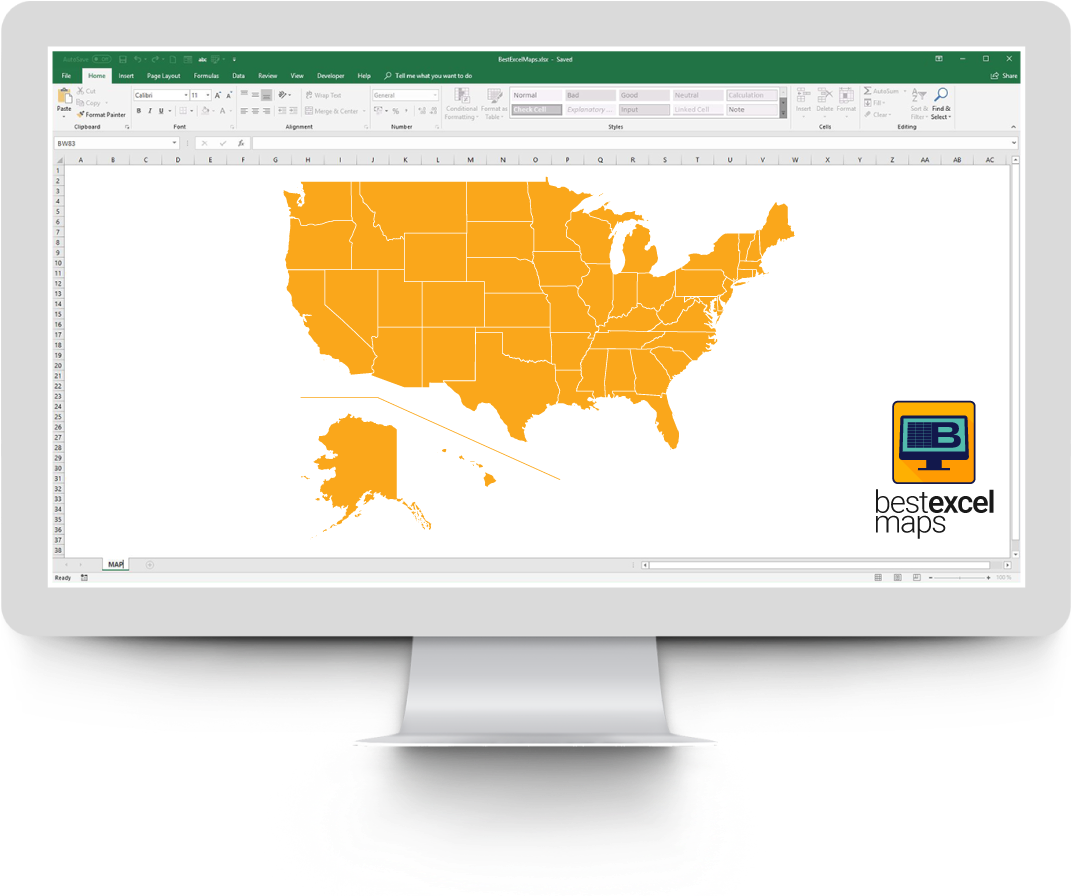 U S A Map Excel Displayon Monitor PNG Image