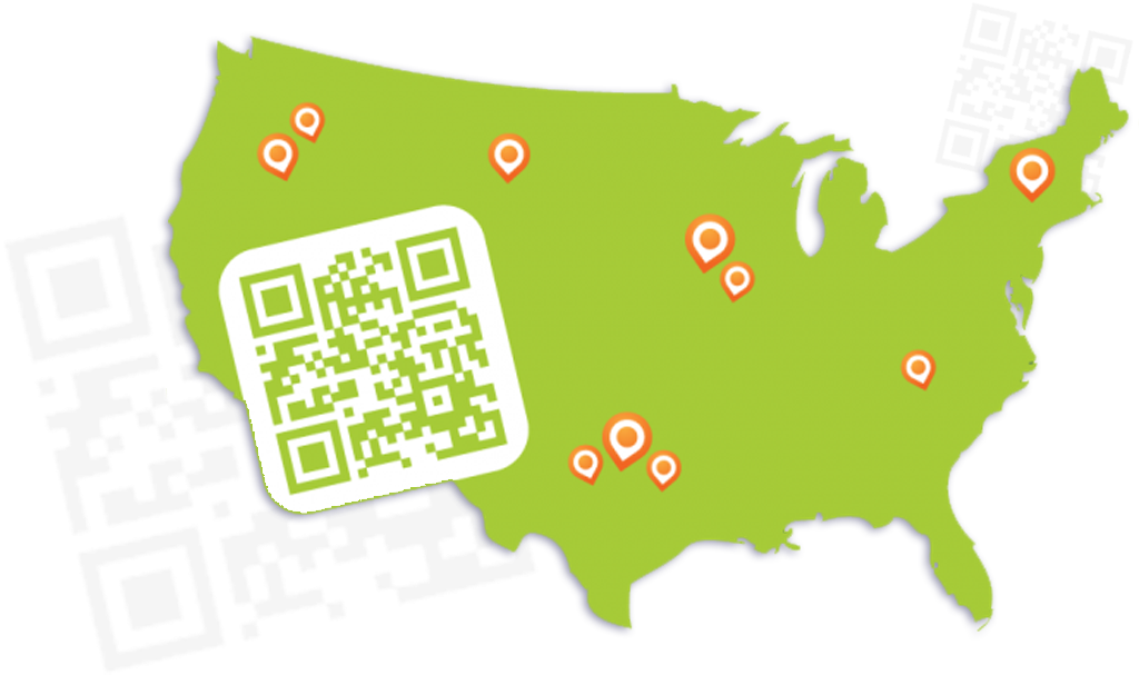 U S A Mapwith Q R Codeand Location Pins PNG Image