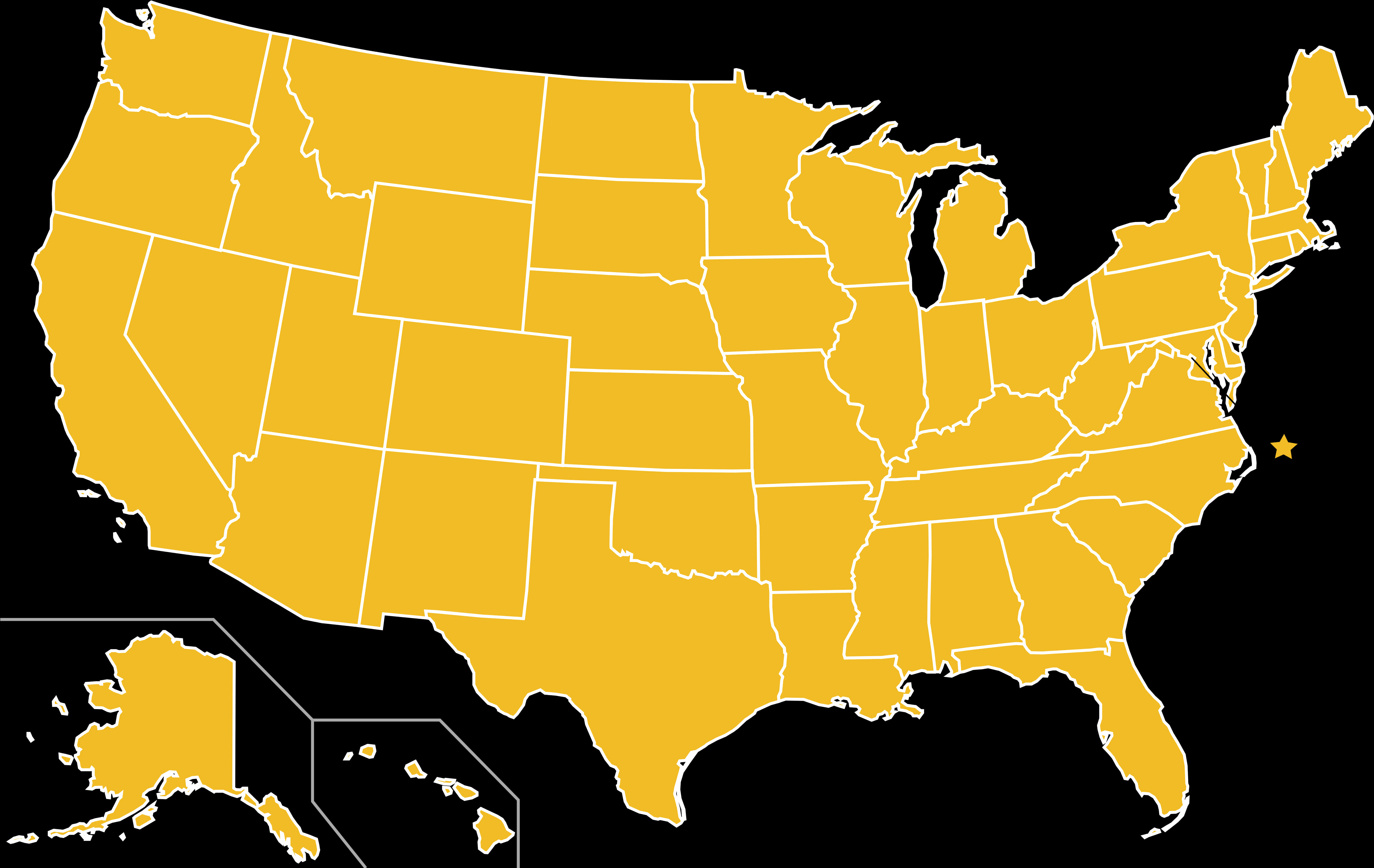 U S A Outline Map Yellow PNG Image