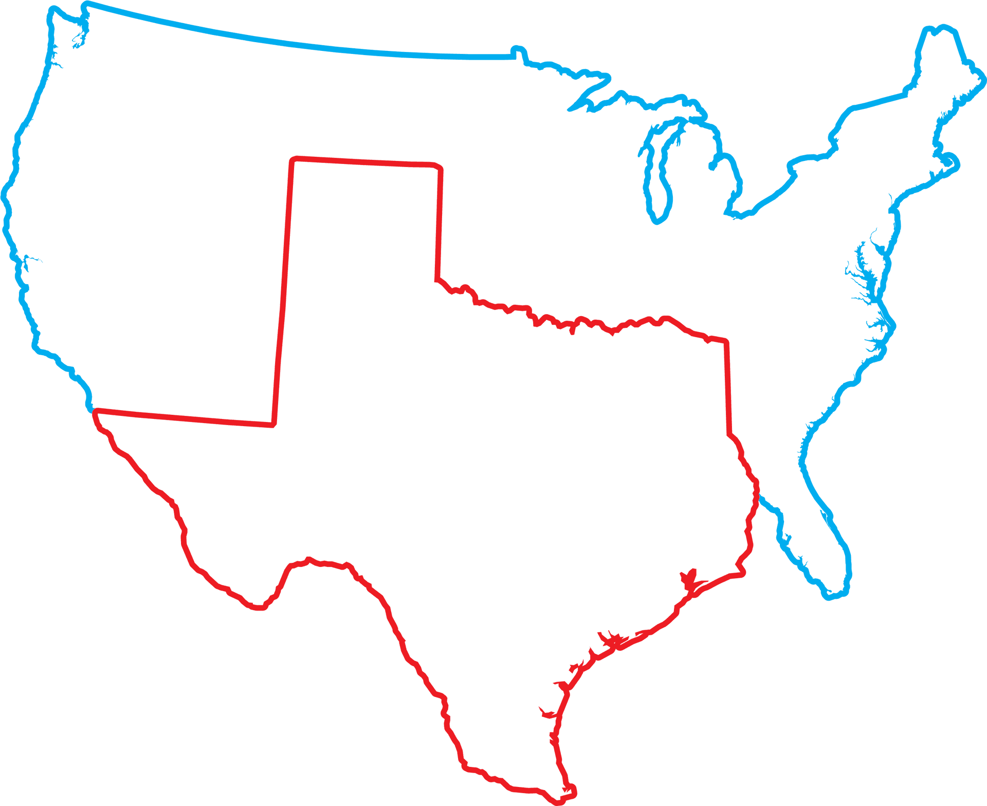 U S A Outline Texas Highlighted PNG Image