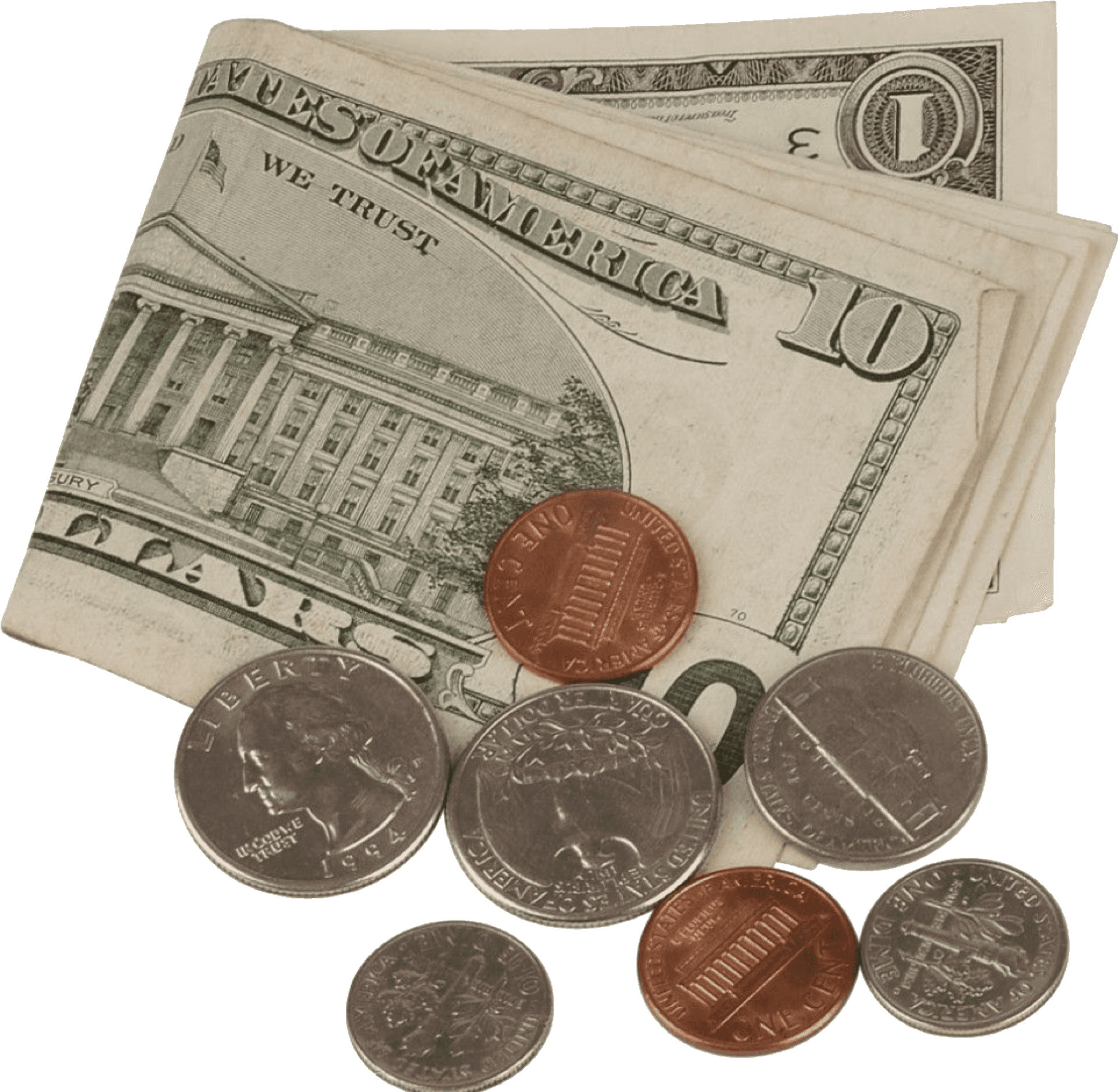 U S Currency Coinsand Bills PNG Image