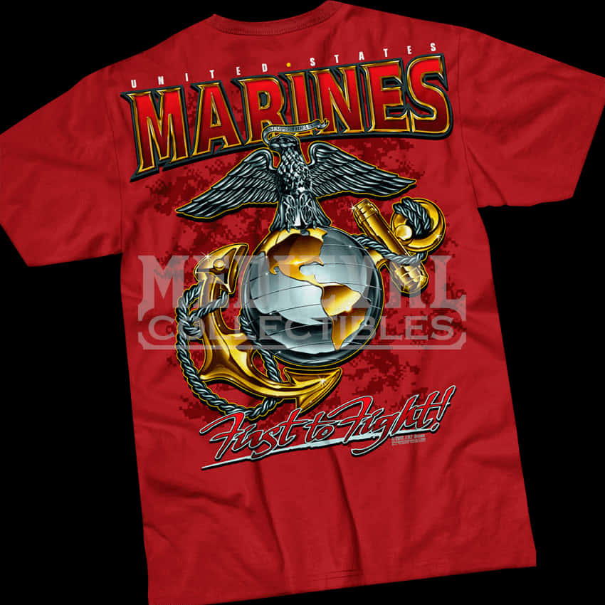 U S Marines Red Tshirt Design PNG Image