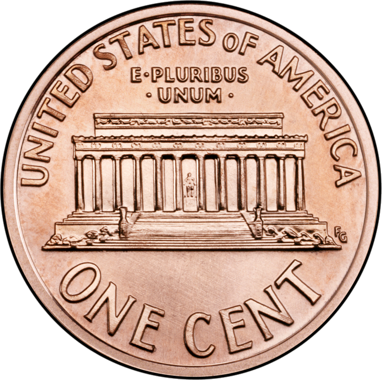 U S One Cent Coin Reverse PNG Image