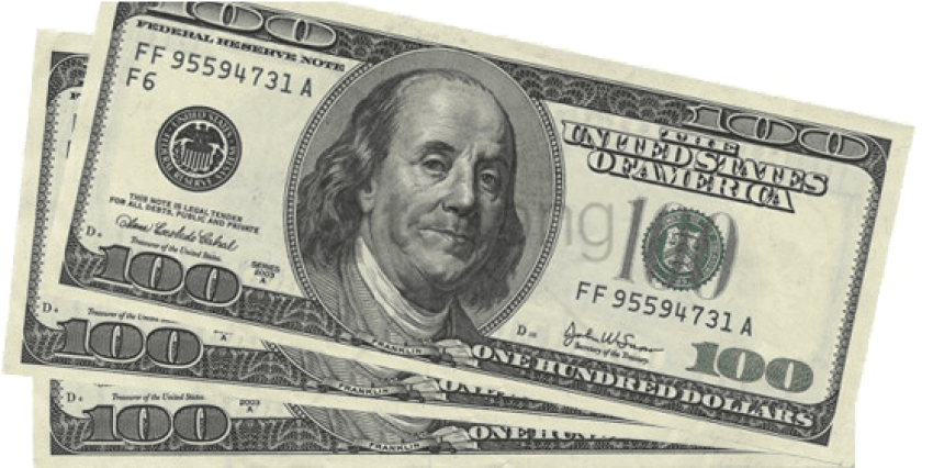 U S100 Dollar Bills Fanned Out PNG Image