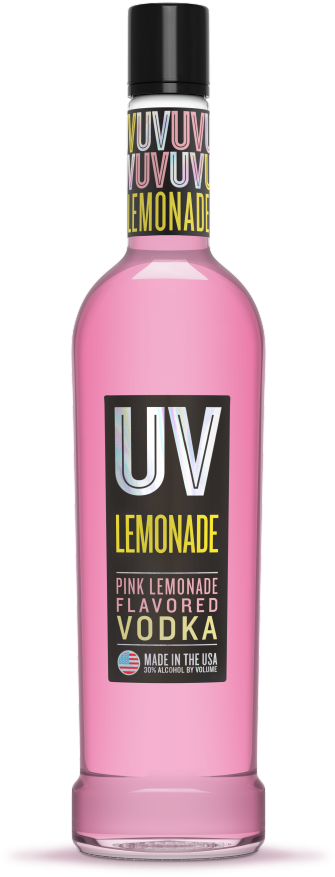 U V Pink Lemonade Flavored Vodka Bottle PNG Image