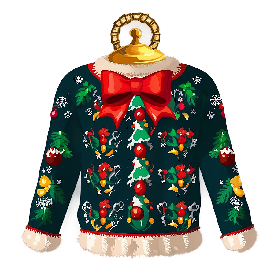 Ugly Christmas Sweater With Bells Png Oty PNG Image