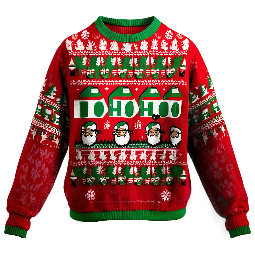 Ugly Christmas Sweater With Ho Ho Ho Png 4 PNG Image