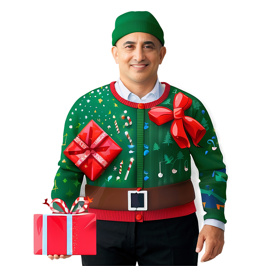 Ugly Christmas Sweater With Presents Png Nab PNG Image