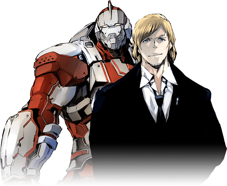 Ultraman_and_ Man_in_ Suit_ Illustration PNG Image