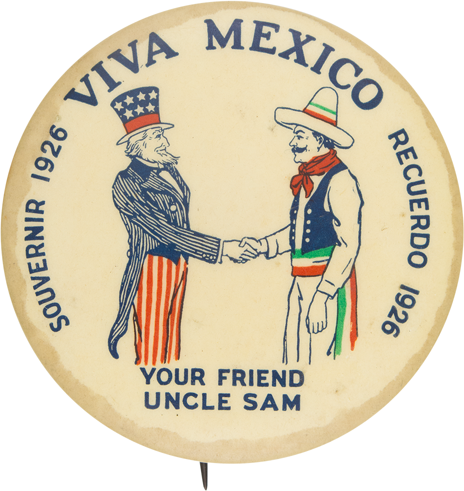 Uncle Sam Mexican Figure Handshake1926 Souvenir PNG Image