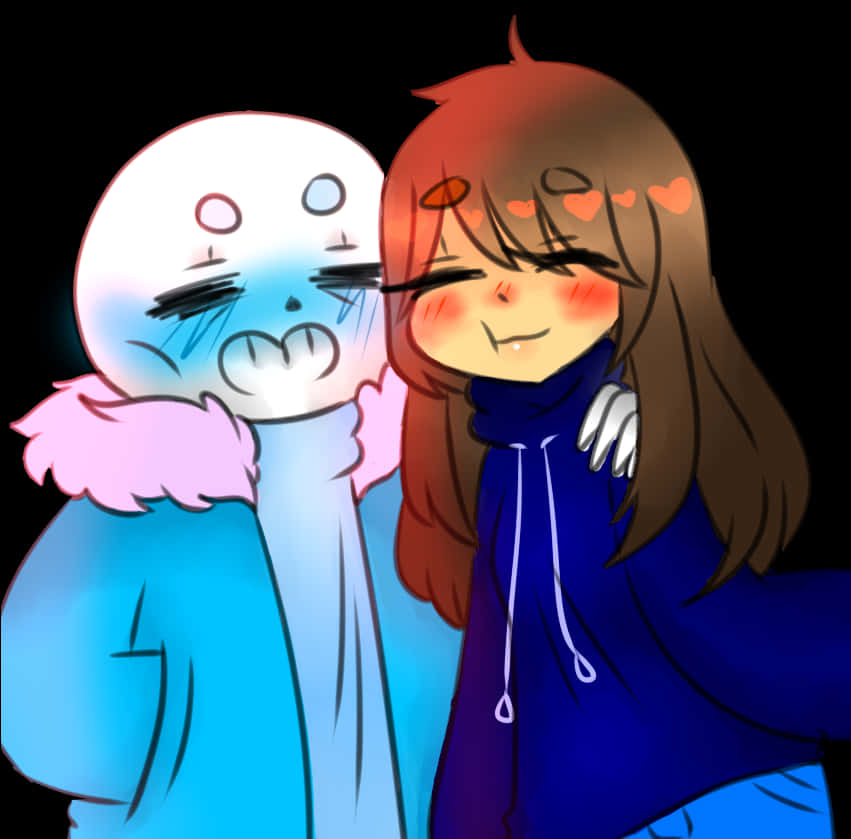 Undertale Sansand Frisk Affectionate Moment PNG Image