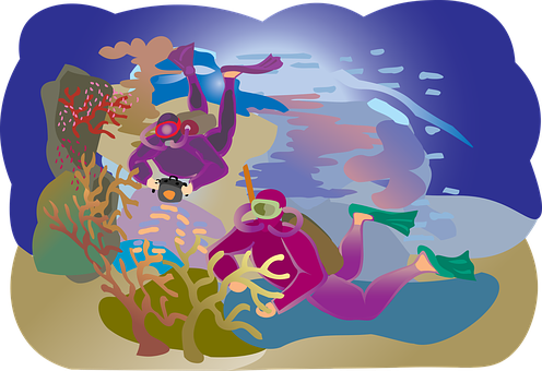 Underwater Adventure Illustration PNG Image