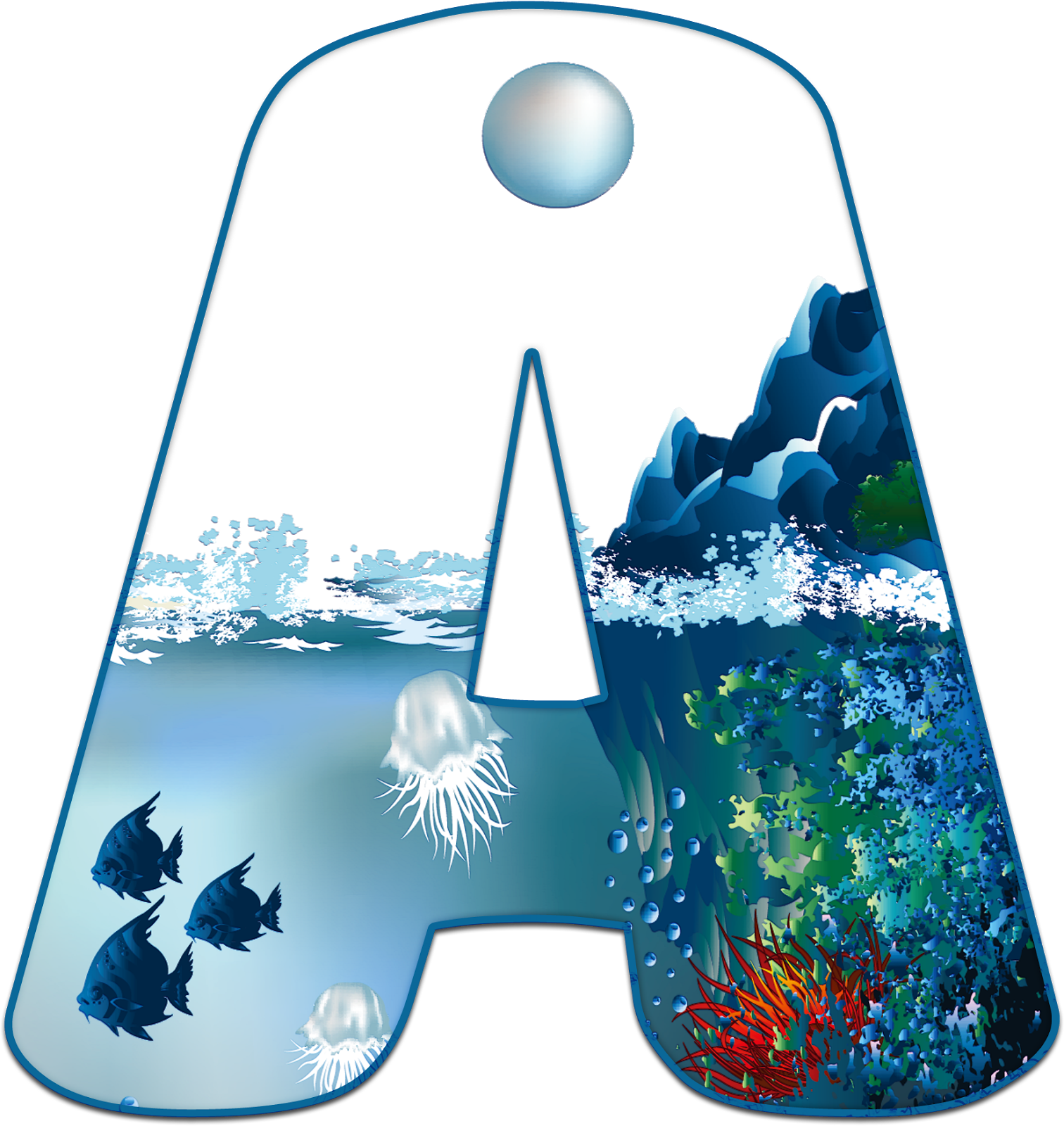 Underwater_ Alphabet_ A_ Ocean_ Scene PNG Image