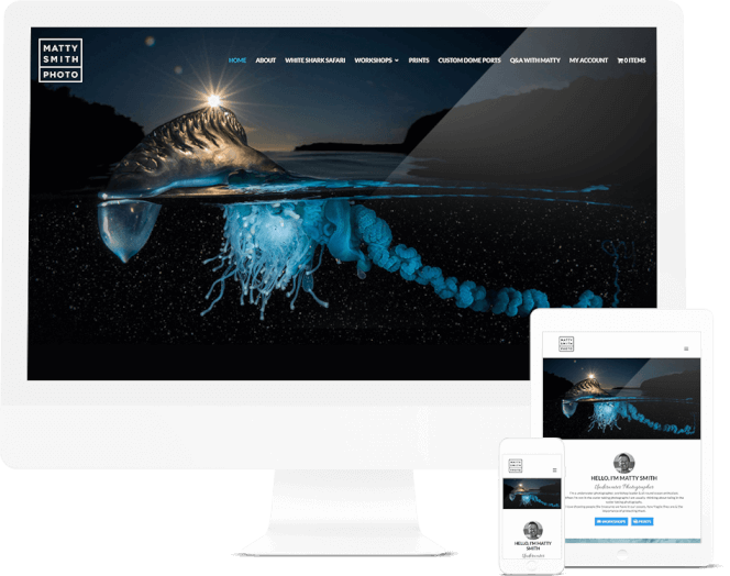 Underwater Photography Portfolio Website Display PNG Image