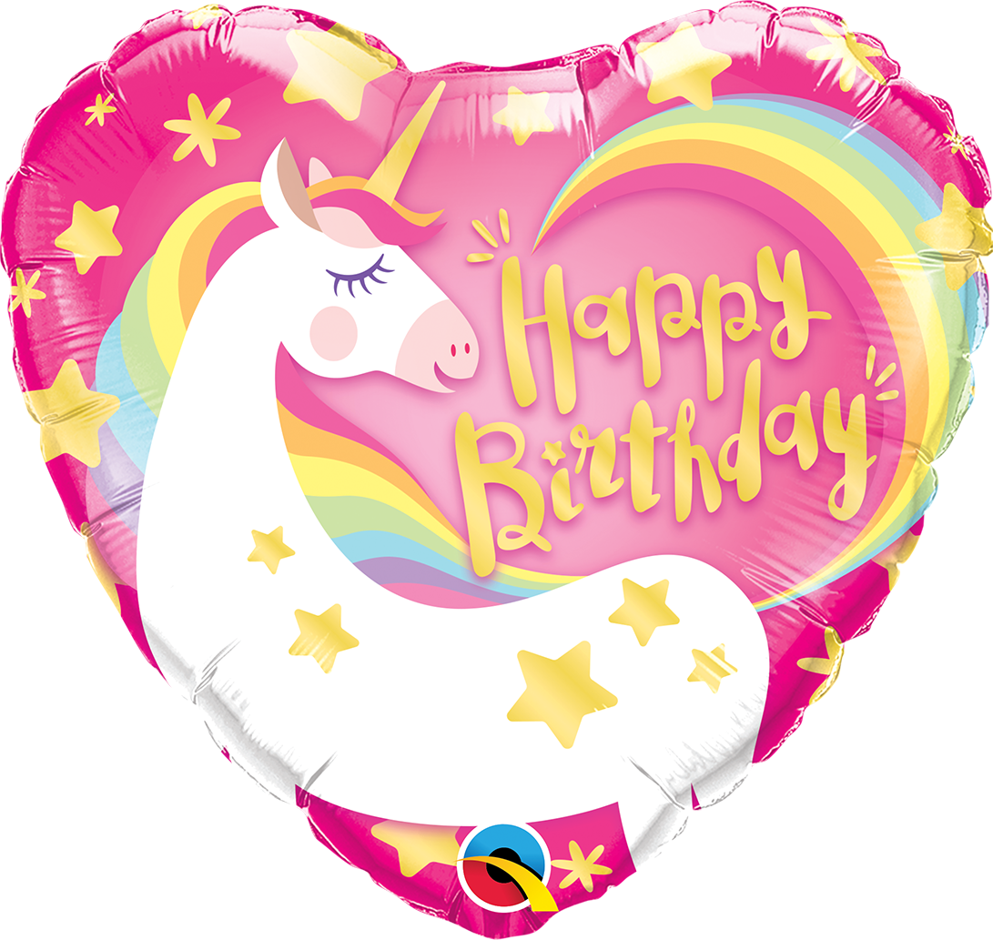 Unicorn Happy Birthday Balloon PNG Image