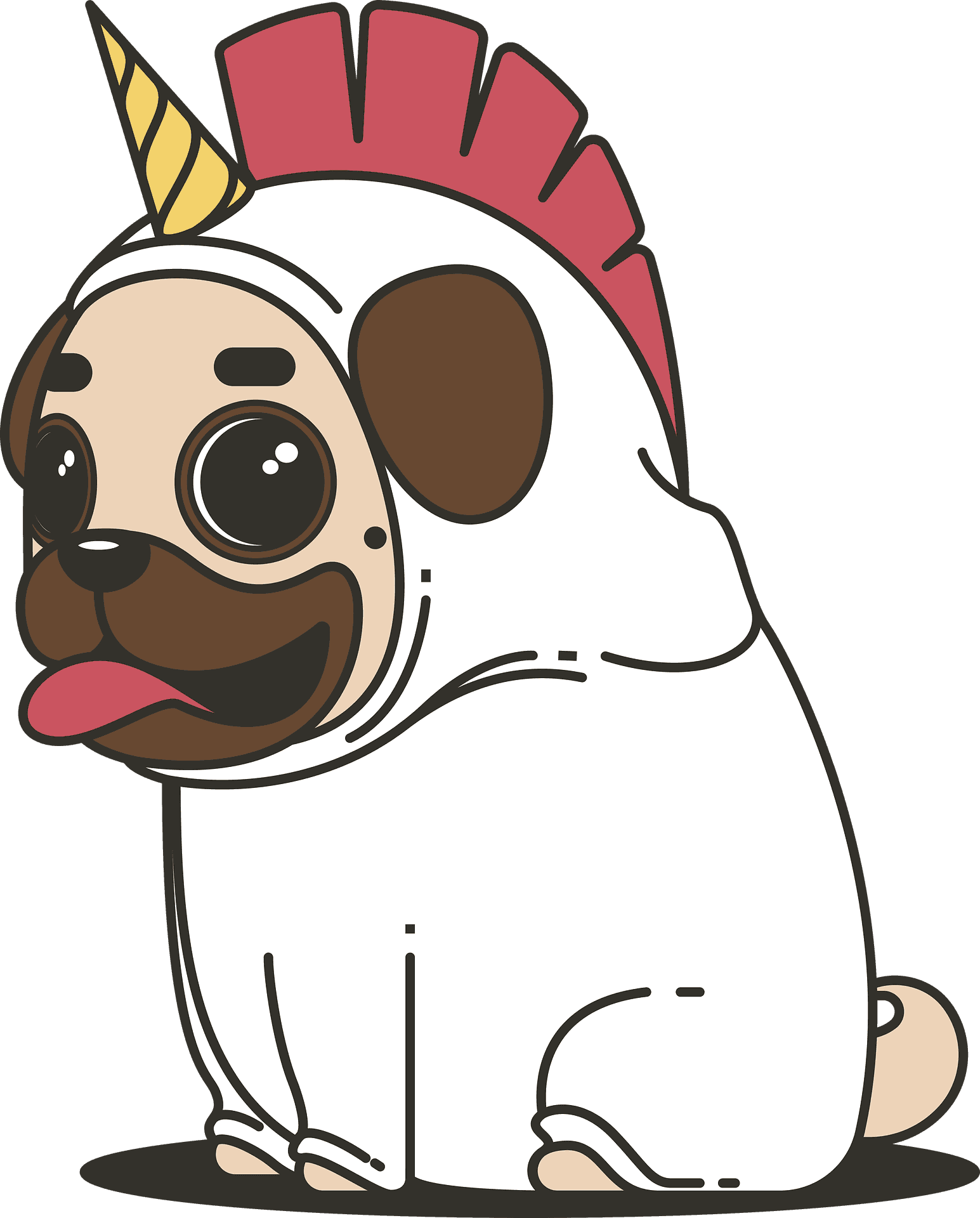 Unicorn Pug Cartoon PNG Image