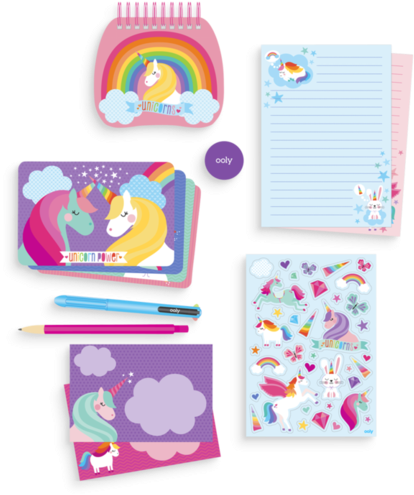 Unicorn Themed Stationery Set PNG Image