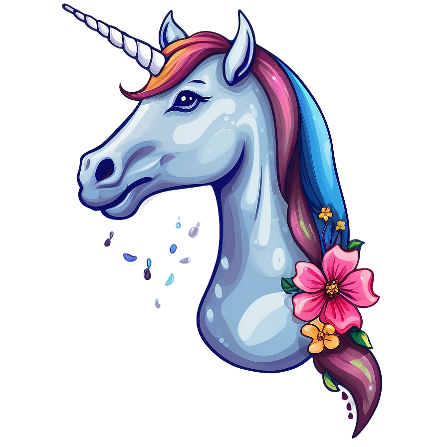 Unicorn With Flowers Png 10 PNG Image