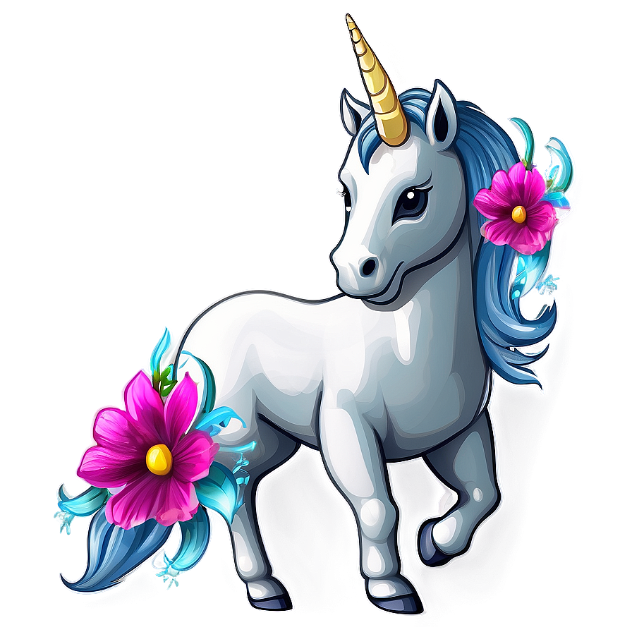 Unicorn With Flowers Png Ayt PNG Image