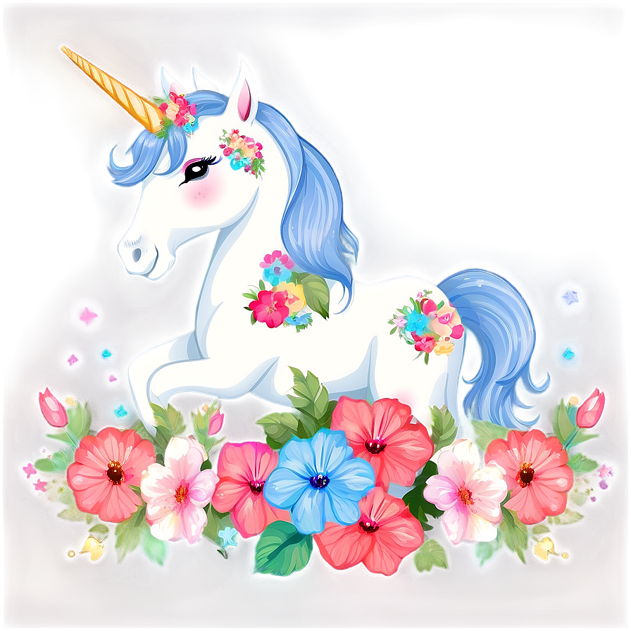 Unicorn With Flowers Png Lsv PNG Image