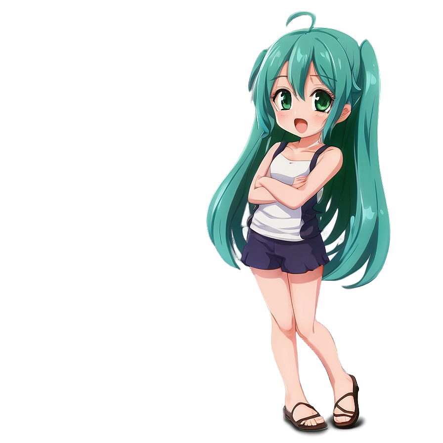 Unique Anime Character: Green Hair Png Download Xwr50 PNG Image