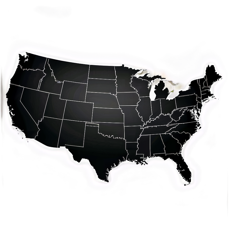 United States Map Black And White Png Vae PNG Image