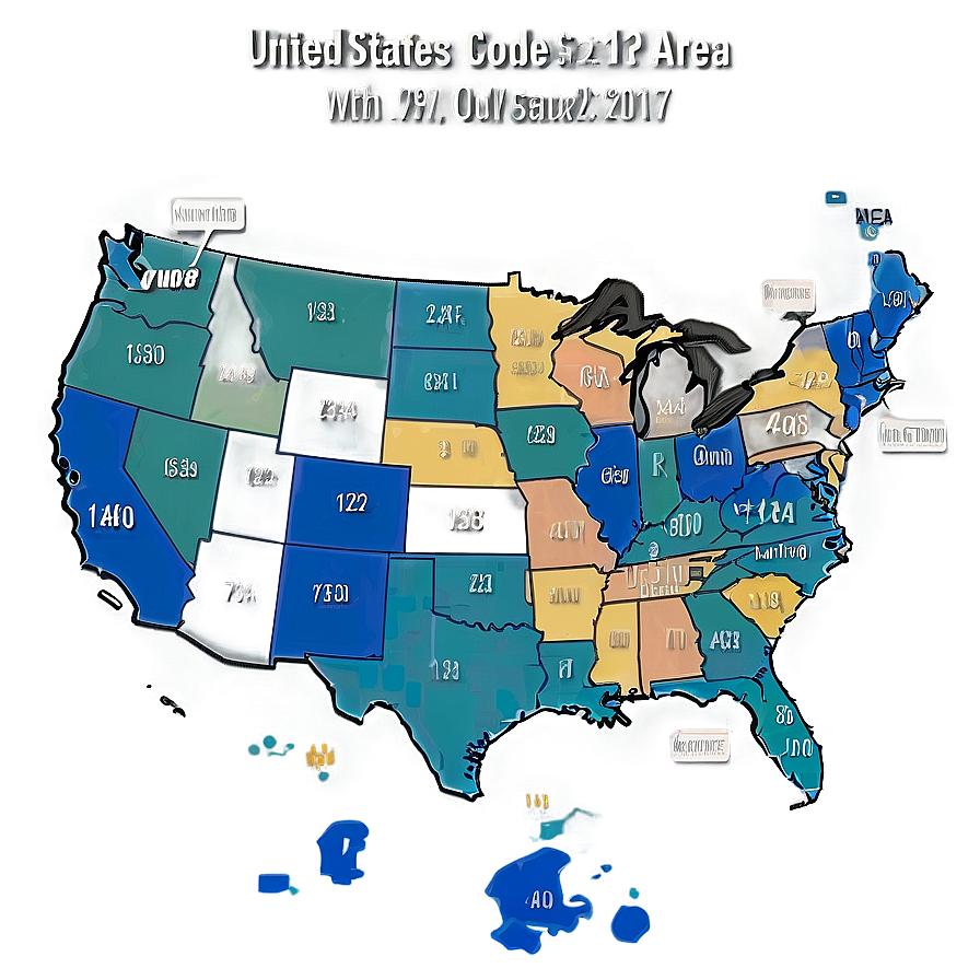 United States Map With Area Codes Png Jiw PNG Image