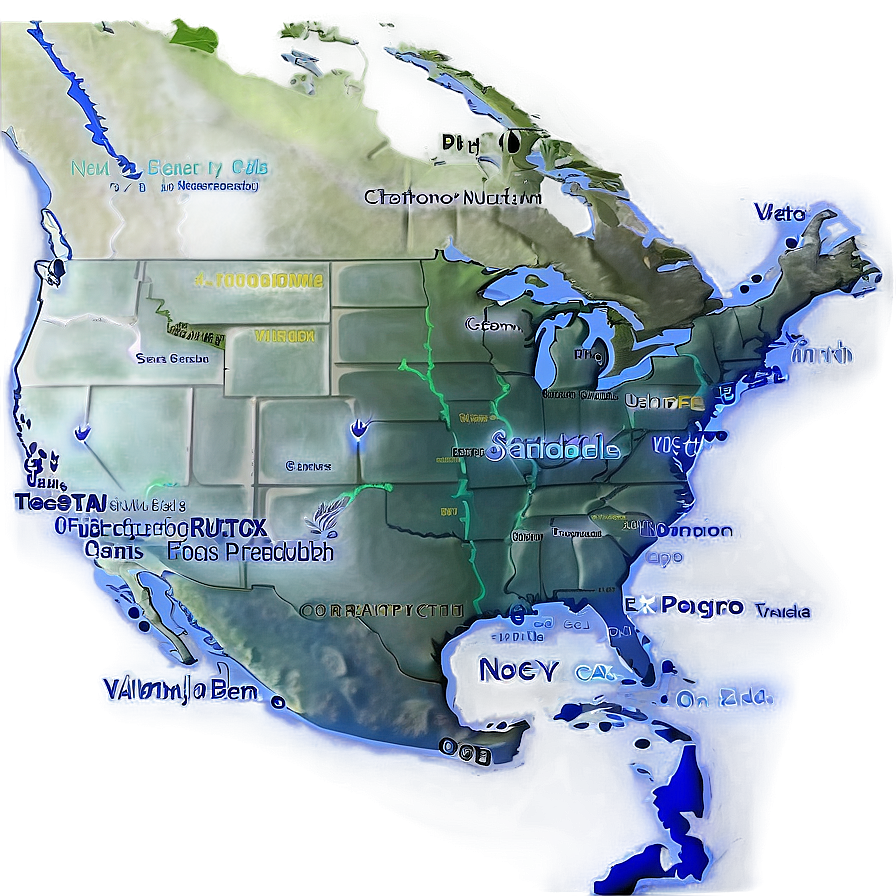 United States Map With Major Cities Png 8 PNG Image