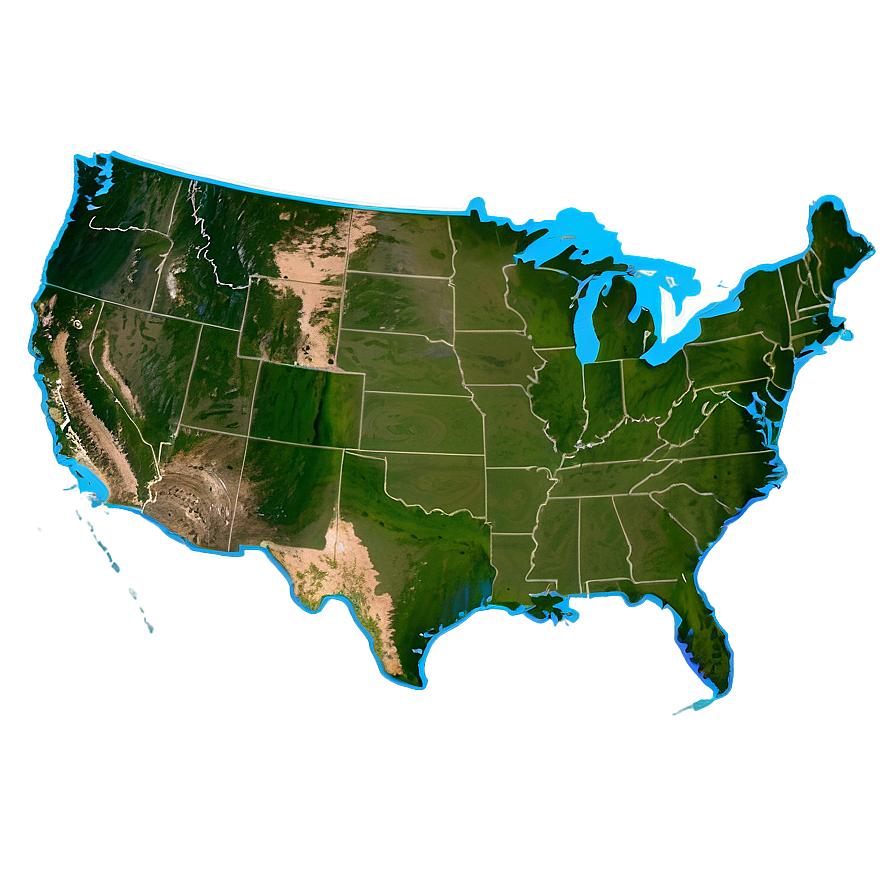 United States Map With Rivers And Lakes Png Kls PNG Image