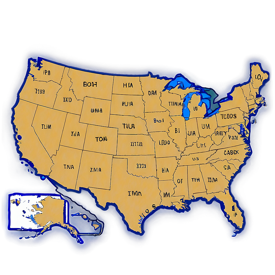 United States Map With State Abbreviations Png 43 PNG Image