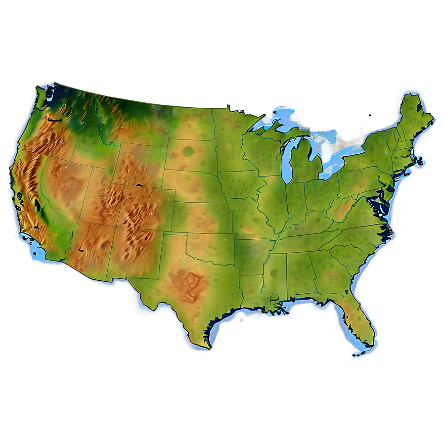 United States Physical Map Png Uwx47 PNG Image