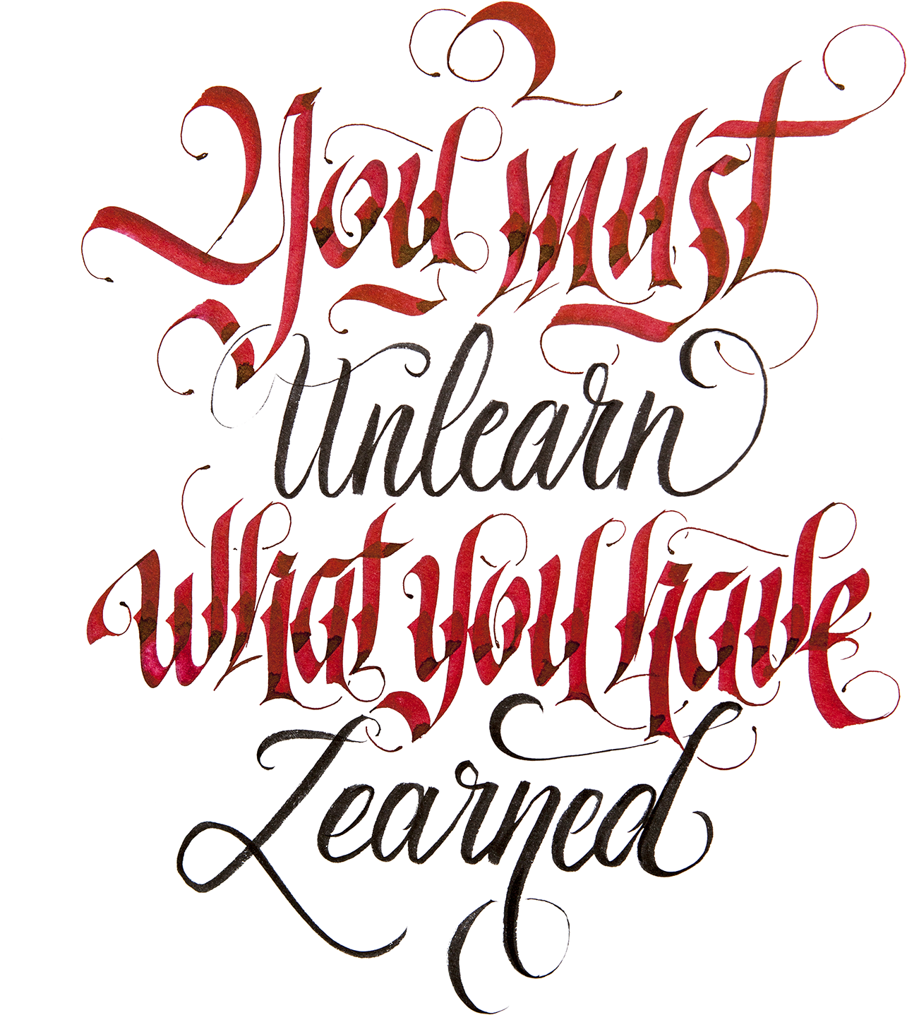 Unlearn Calligraphy Quote PNG Image