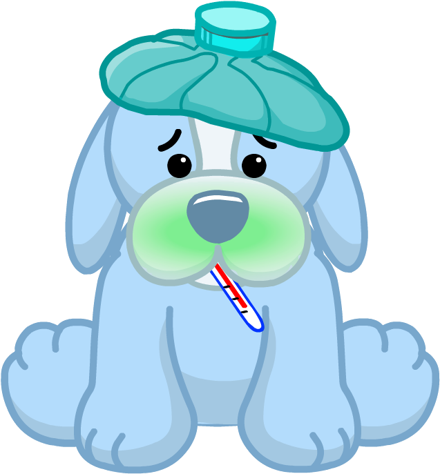 Unwell Cartoon Dog Illustration PNG Image