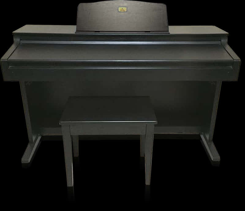 Upright Pianoand Stool Black PNG Image