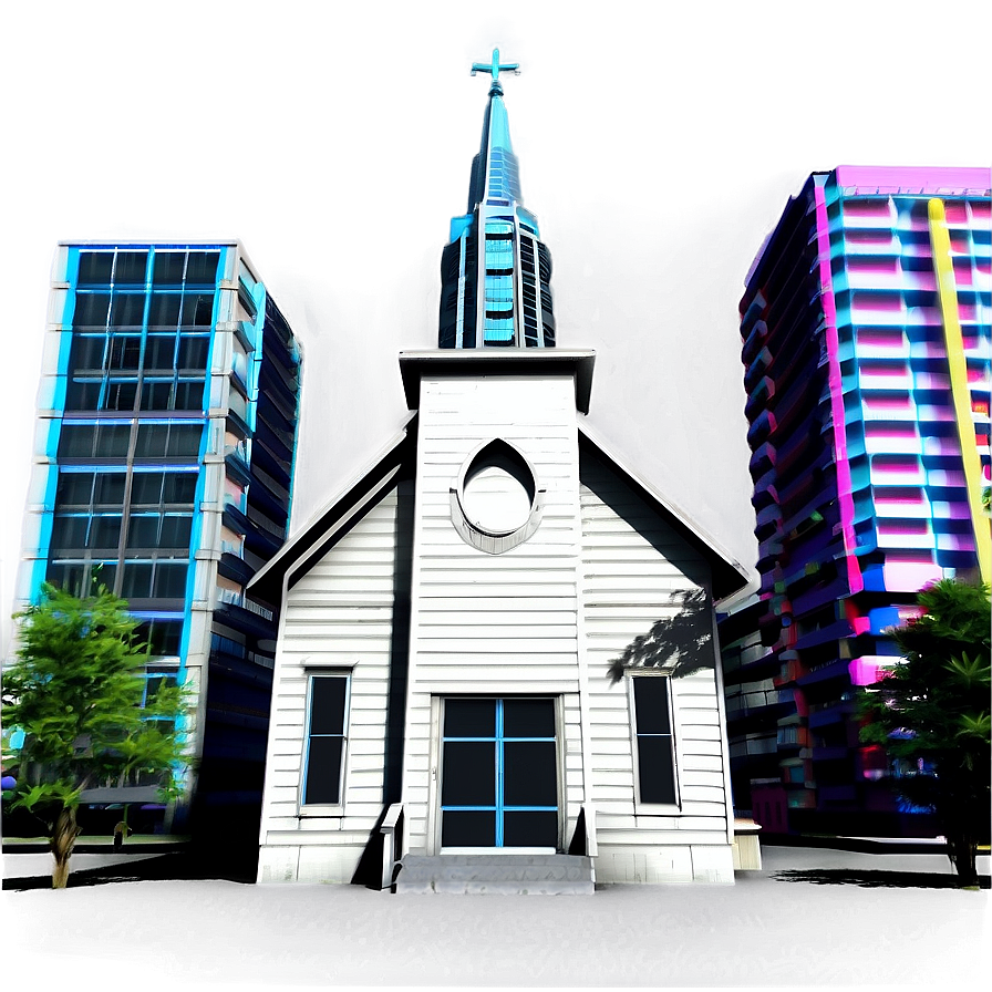 Urban City Church Scene Png 05212024 PNG Image