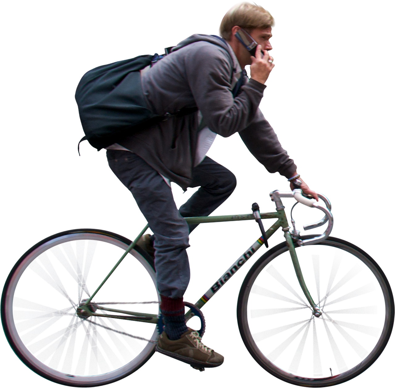 Urban Cyclist Phone Call PNG Image