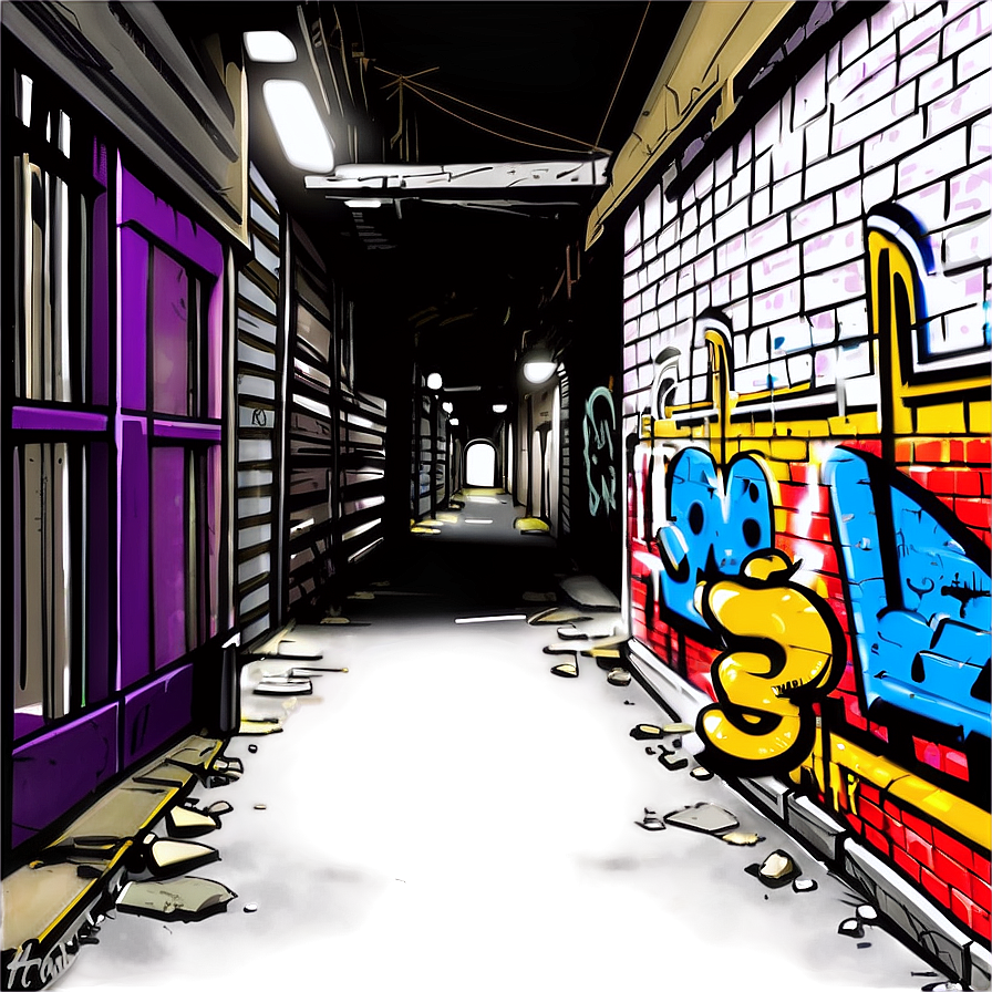 Urban Graffiti Alleyway Png Tne91 PNG Image