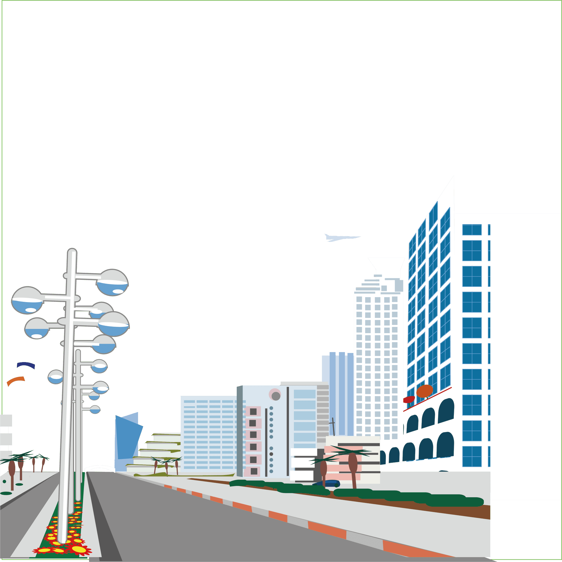 Urban Landscape Vector Illustration PNG Image