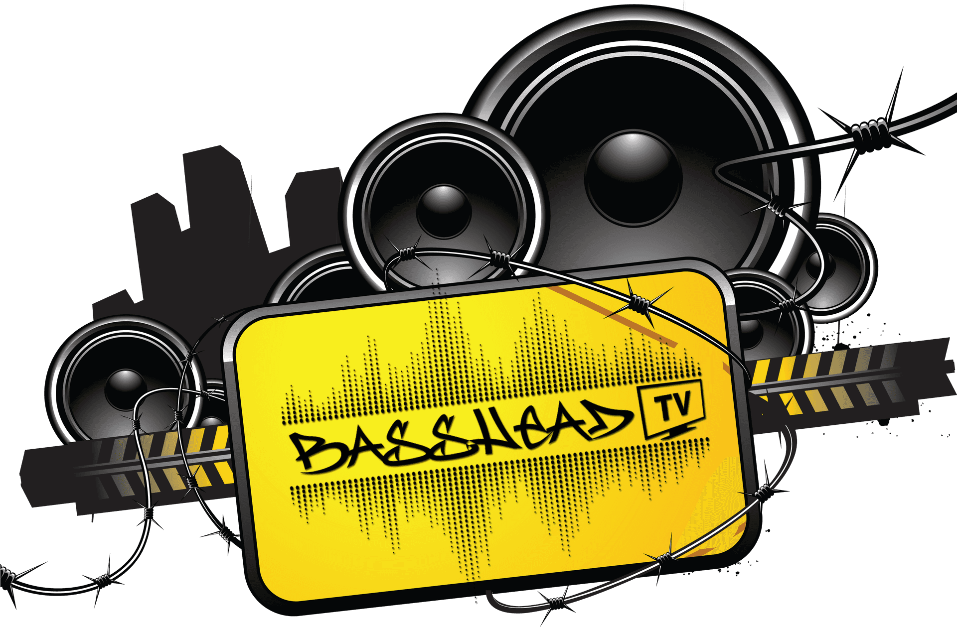 Urban Music Speakers Barbwire Graphic PNG Image