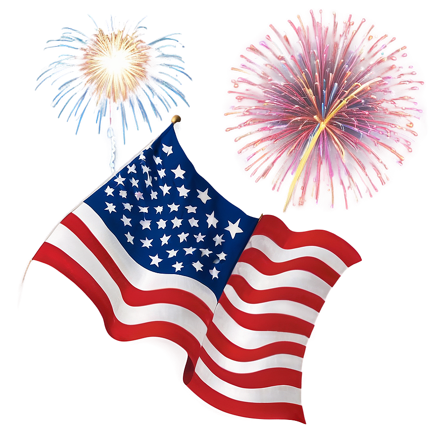 Usa Flag With Fireworks Png Nnd PNG Image