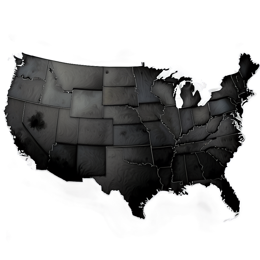 Usa Map Black And White Png 05252024 PNG Image