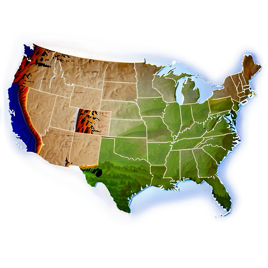 Usa Map With Mountains Png Rrn96 PNG Image