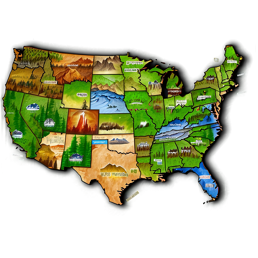 Usa Map With National Parks Png 23 PNG Image