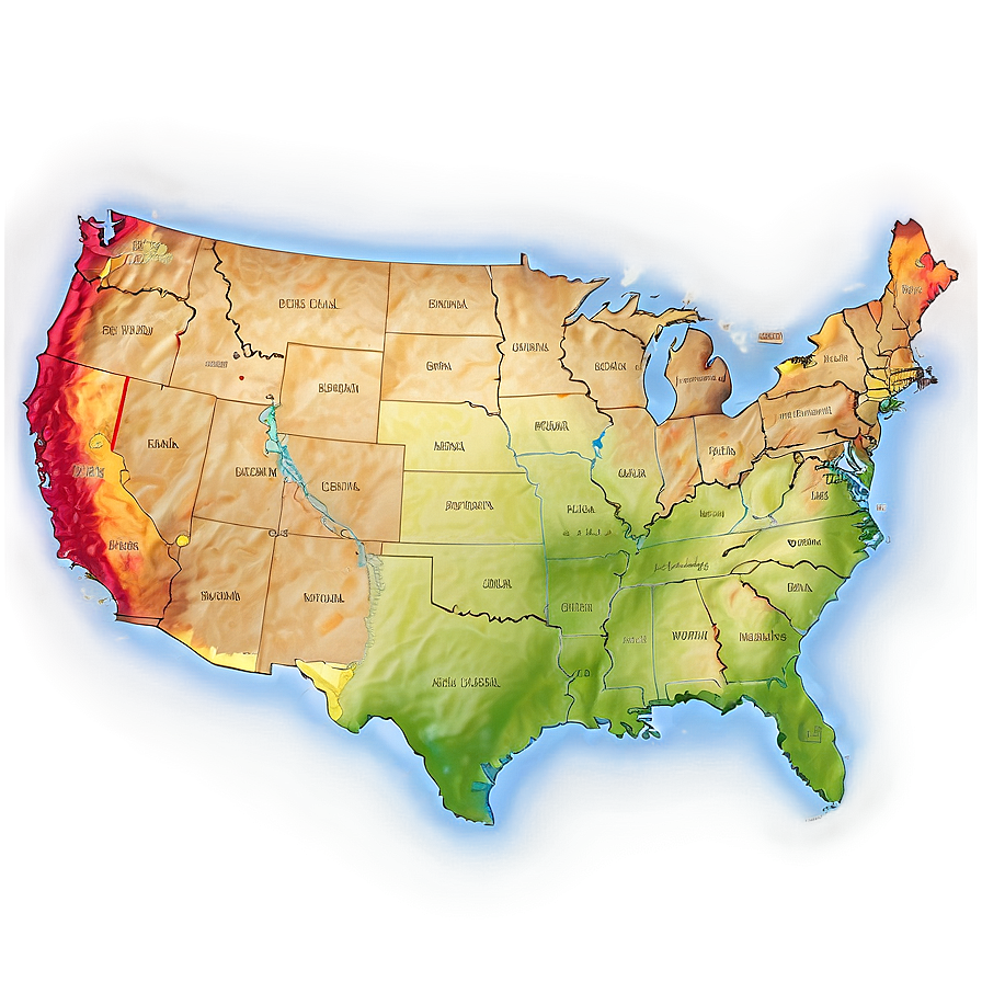 Usa Map With Regions Png Bpc84 PNG Image