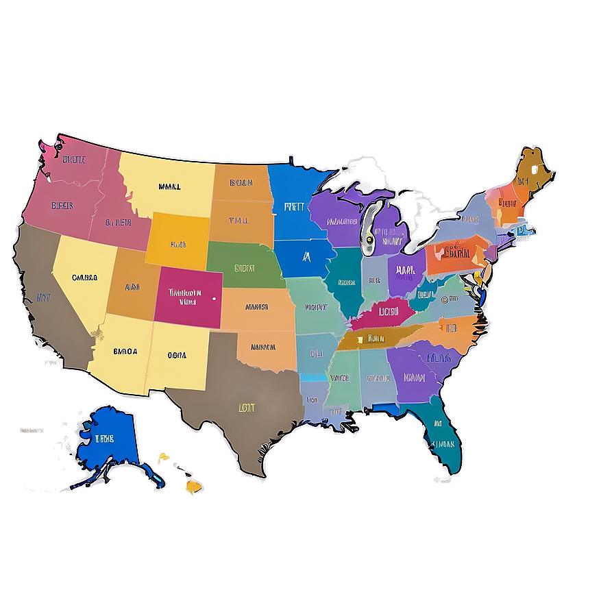 Usa Map With State Names Png Qwk PNG Image