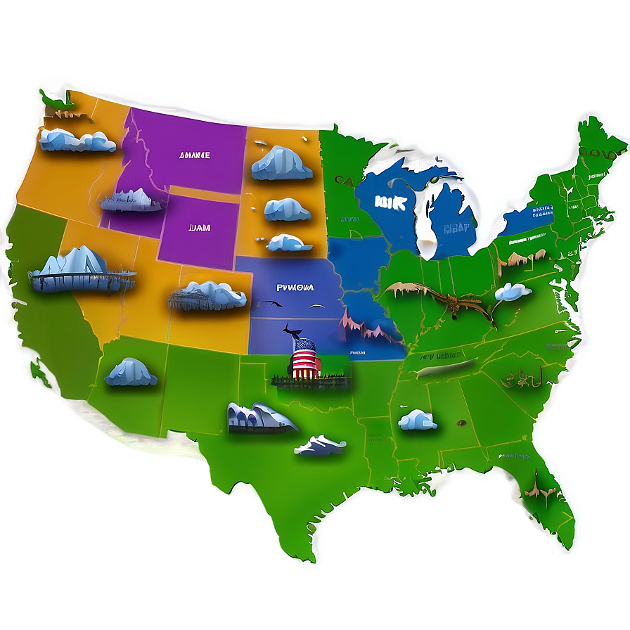 Usa Map With Tourist Attractions Png 18 PNG Image